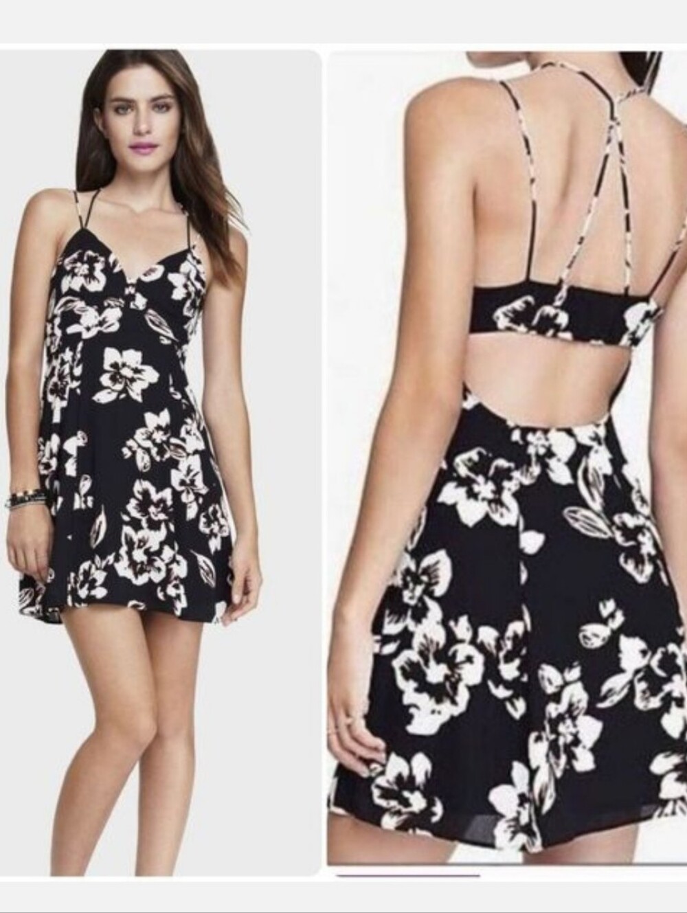 Express Black Floral Mini Dress